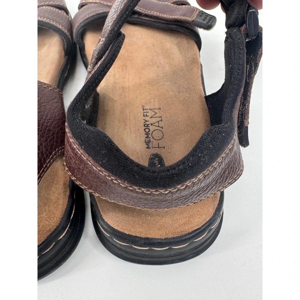Dr Scholls Leather Sandals Mens 12 Brown Comfort Walking Strappy Shoes